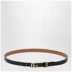 GUCCI Reversible GG Marmont belt in black/beige leather