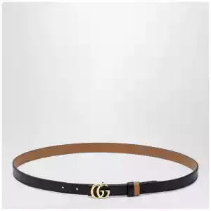 GUCCI Reversible GG Marmont belt in black/beige leather