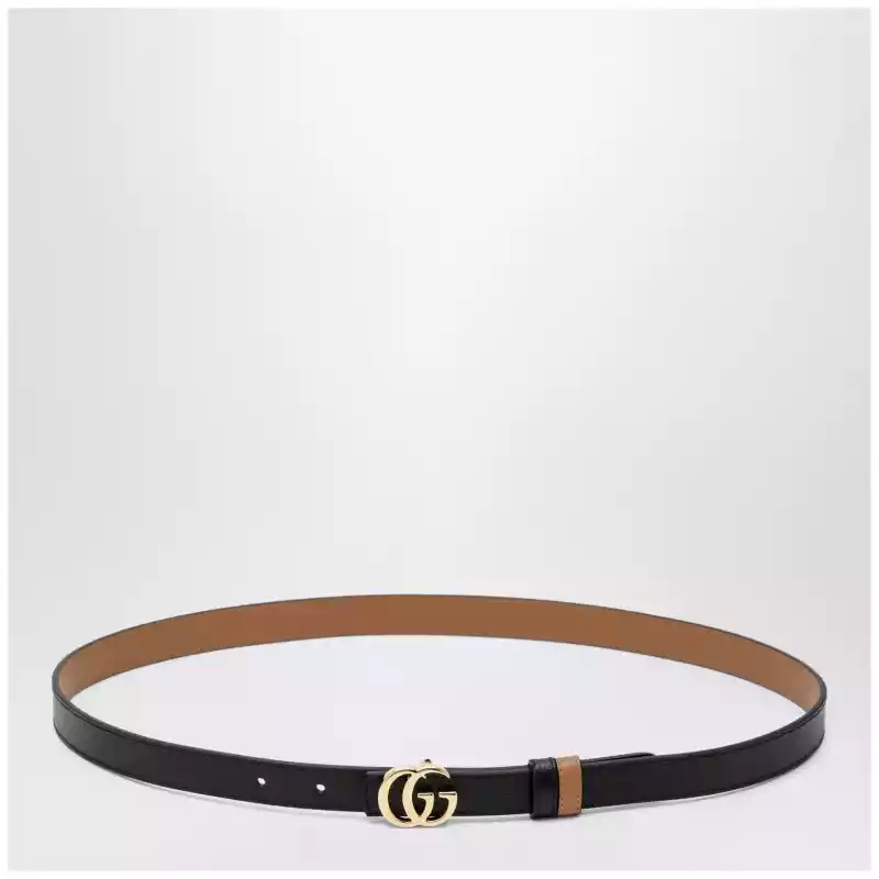 GUCCI Reversible GG Marmont belt in black/beige leather