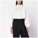 Patou Striped balloon-sleeve shirt in white