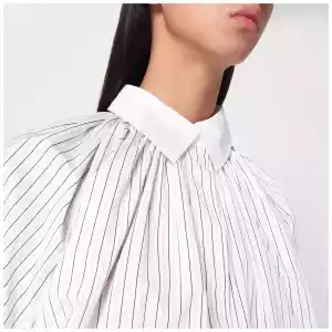 Patou Striped balloon-sleeve shirt in white