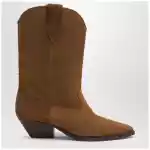 ISABEL MARANT Suede cowboy ankle boots with heel in cognac