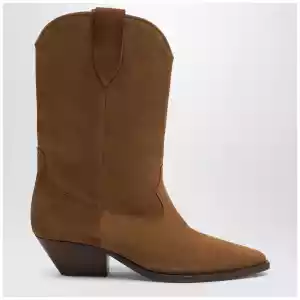 ISABEL MARANT Suede cowboy ankle boots with heel in cognac
