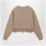 Chloé Cropped turtleneck sweater in wool-cashmere Bleached brown