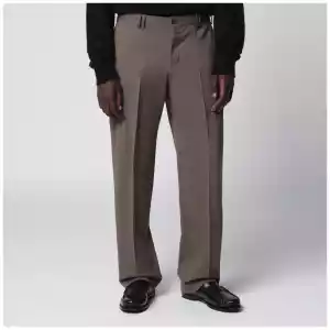 PT Torino Taupe Wool-Blend Trousers