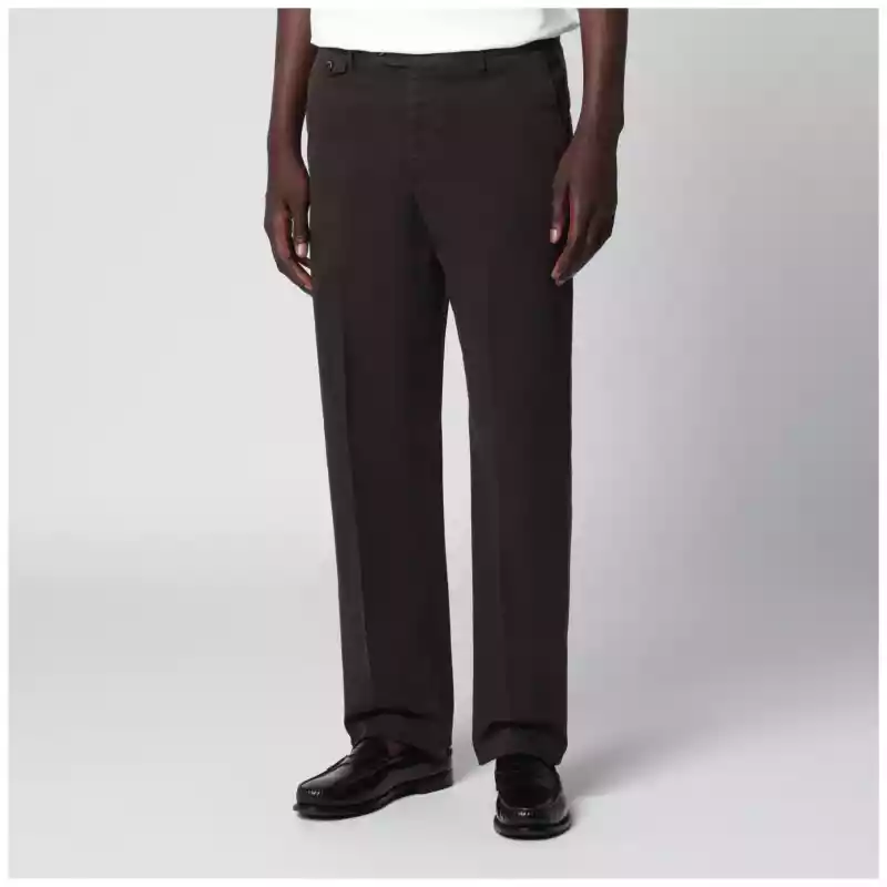 PT Torino Dark Brown Cotton Trousers