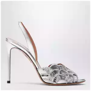 Aquazzura Ce Soir silver sandals in nappa leather