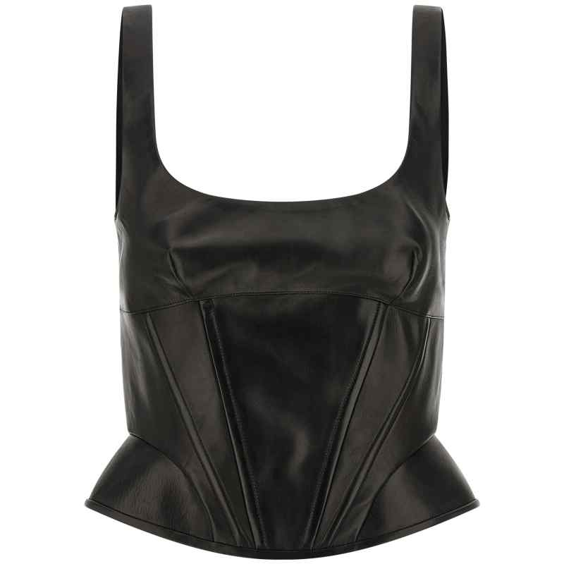 Ermanno Scervino Peplos Leather Top