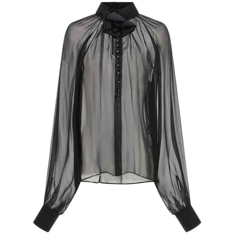 Dolce & Gabbana Chiffon Blouse With Flower