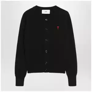 Ami Paris Ami De Coeur cardigan in black wool