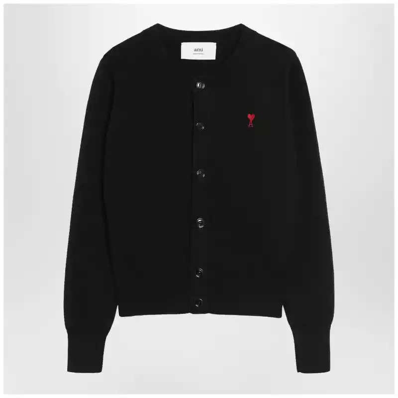 Ami Paris Ami De Coeur cardigan in black wool