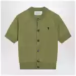 Ami Paris Matcha green Ami De Coeur wool cardigan