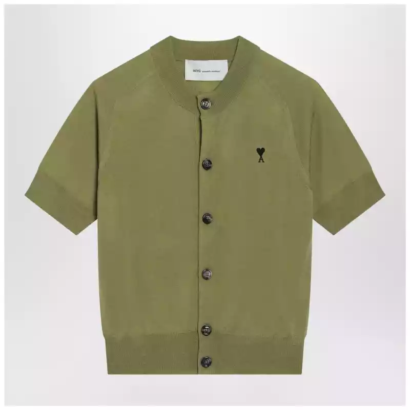 Ami Paris Matcha green Ami De Coeur wool cardigan