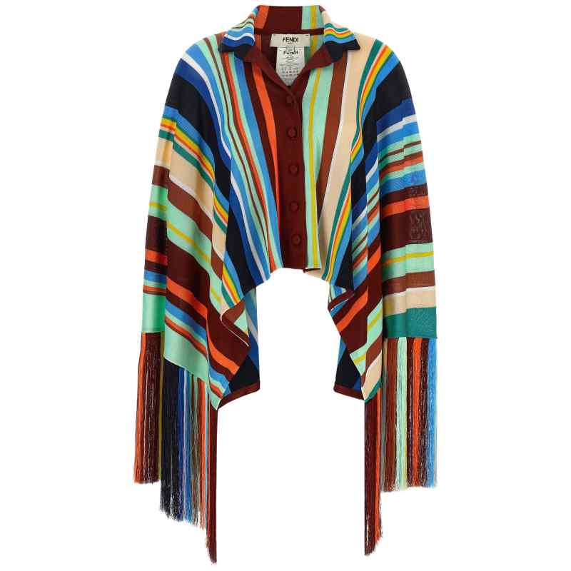 FZJ612AYBZF0ZA0_01_M_2026-07-17T09-10-55.067Z Fendi Striped Poncho With Fringes