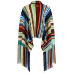 Fendi Striped Poncho With Fringes