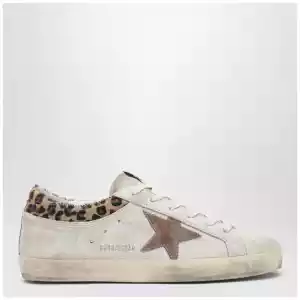 Golden Goose White and beige Super-Star sneakers with pony hair details