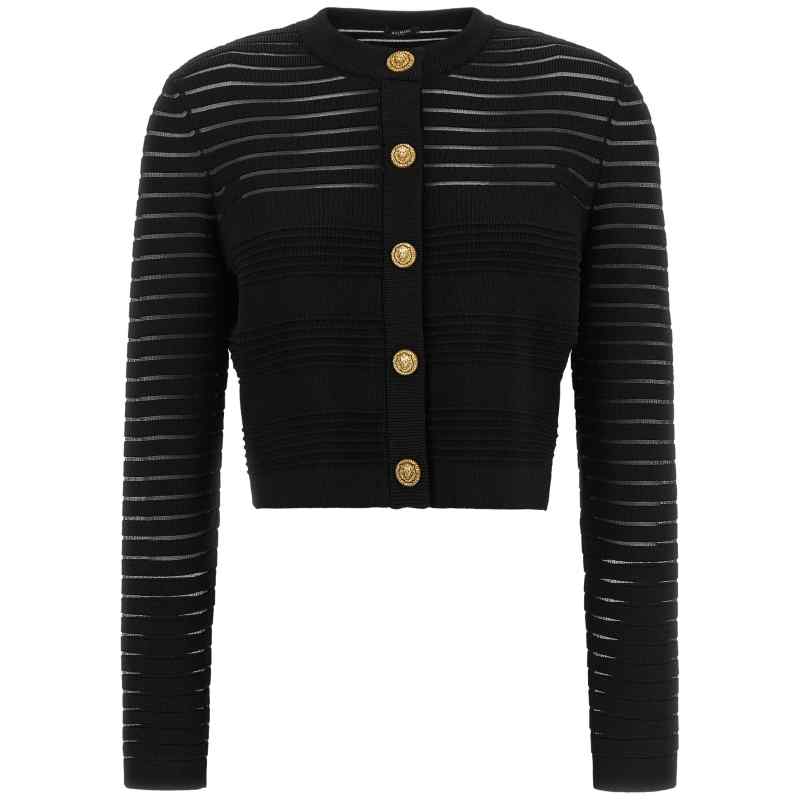 HF1KL878KK100PA_01_M_2026-07-24T09-57-29.377Z Balmain Semi-transparent Stripes Cardigan