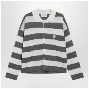 Ami Paris Ami de Coeur striped cotton knit cardigan
