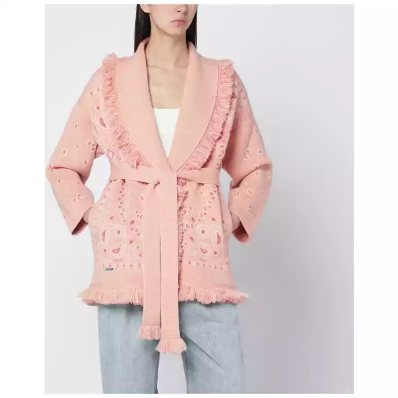 Alanui Salmon pink paisley cardigan