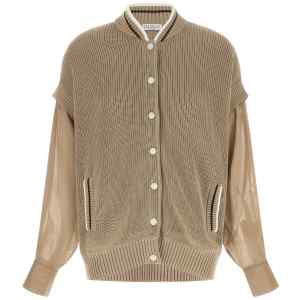 Brunello Cucinelli Organza Sleeve Cardigan