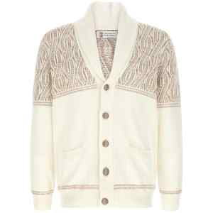 Brunello Cucinelli Braided Jacquard Shoulders Cardigan