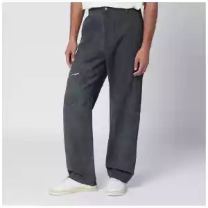 Represent Washed-effect black cotton trousers