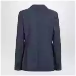 Max Mara Studio Double-Breasted Jacket in Denim Blue Wool Canvas