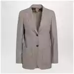 Max Mara Single-Breasted Jacket in Dark Khaki Cashmere Foulé