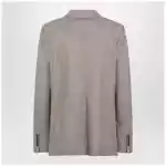 Max Mara Single-Breasted Jacket in Dark Khaki Cashmere Foulé