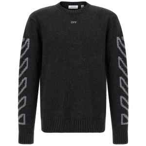 Off White Diag Arrow Fuzzy Sweater With Intarsia