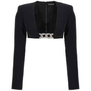David Koma Top 3d Crystsal Chain And Square Neck