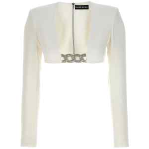 David Koma Top 3d Crystsal Chain And Square Neck