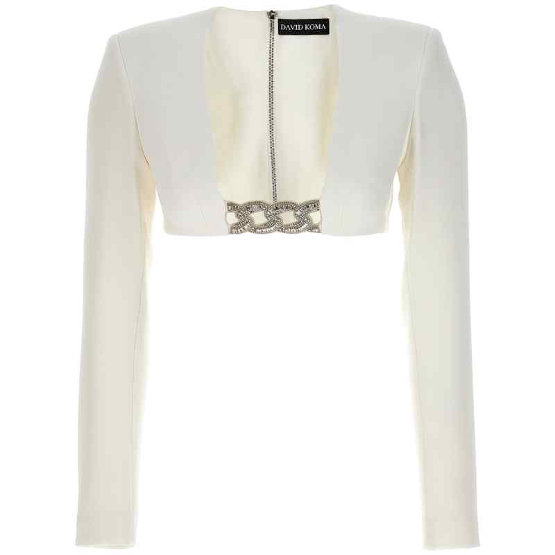 PF23DK11TWHITESILVER_01_M_2023-09-25T08-24-07.84Z David Koma Top 3d Crystsal Chain And Square Neck