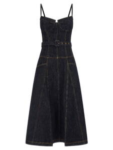 Self-Portrait Indigo Denim Flared Midi Dress