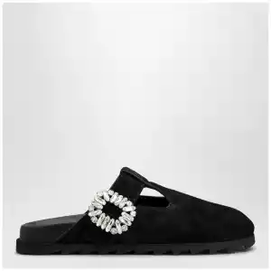ROGER VIVIER Black suede Mule Slidy Viv