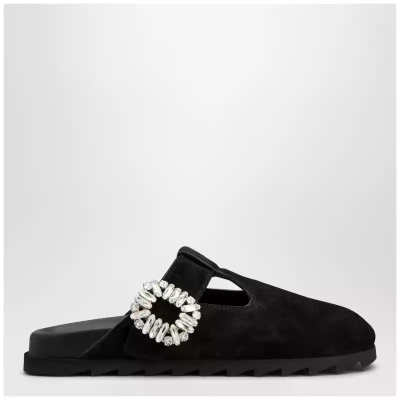 ROGER VIVIER Black suede Mule Slidy Viv