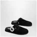 ROGER VIVIER Black suede Mule Slidy Viv