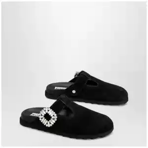 ROGER VIVIER Black suede Mule Slidy Viv