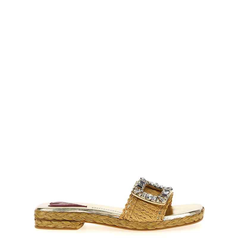 Roger Vivier Raffia Jewel Sandals