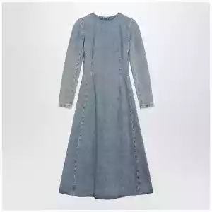 Maison Margiela Cup-shoulder denim midi dress in ice blue
