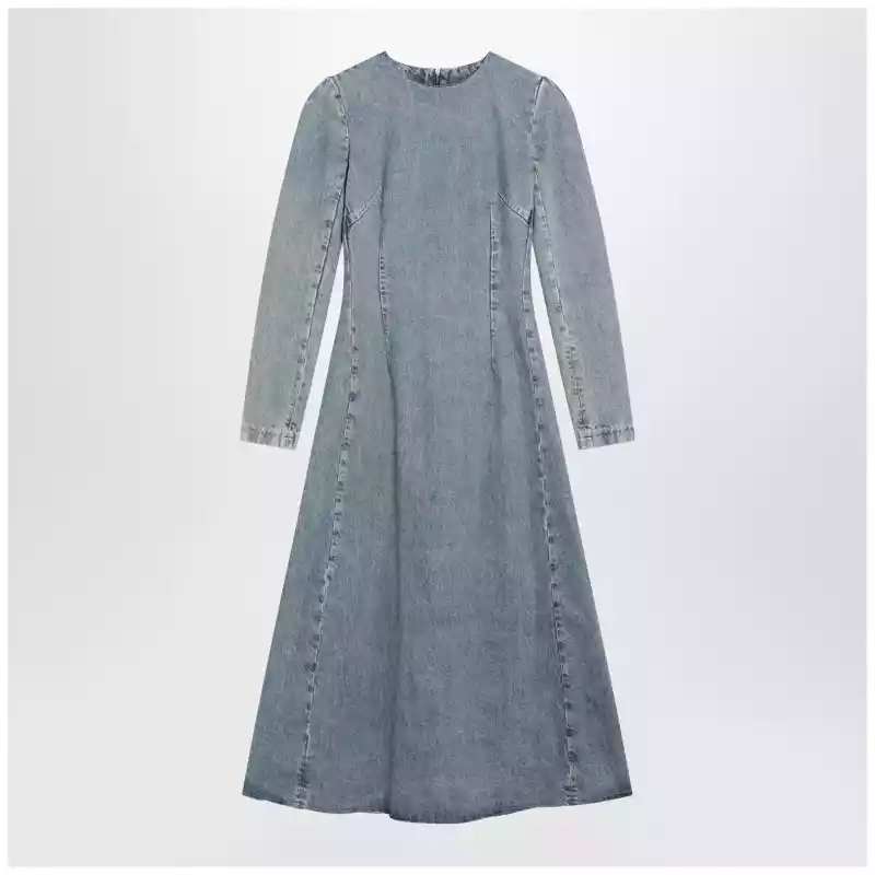 Maison Margiela Cup-shoulder denim midi dress in ice blue