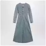 Maison Margiela Cup-shoulder denim midi dress in ice blue
