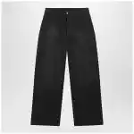 Maison Margiela Double-dyed work trousers in black cotton with spots