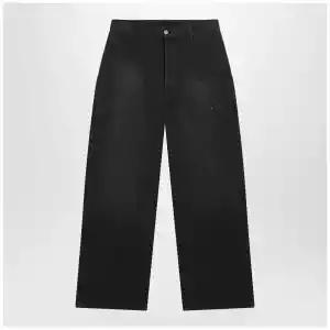 Maison Margiela Double-dyed work trousers in black cotton with spots