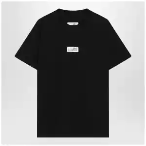 MM6 Maison Margiela Black cotton jersey T-shirt with logo patch