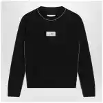 MM6 Maison Margiela Wool-blend sweater with contrast trim in black