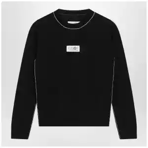 MM6 Maison Margiela Wool-blend sweater with contrast trim in black