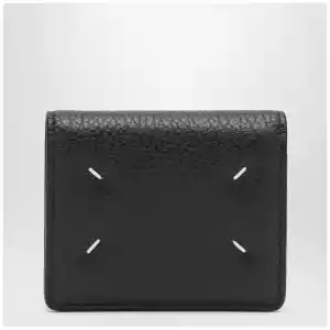 Maison Margiela Four Stitches compact grained leather card holder in black