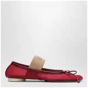 MM6 Maison Margiela Numeric Anatomic Ballet Flats with Transparent Finish in Red