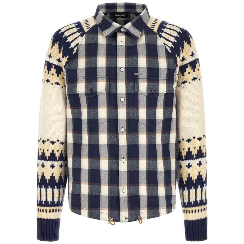S74DM1038D35355001F_01_M_2026-06-29T09-00-57.685Z Dsquared2 Classic Check Drawstring Shirt